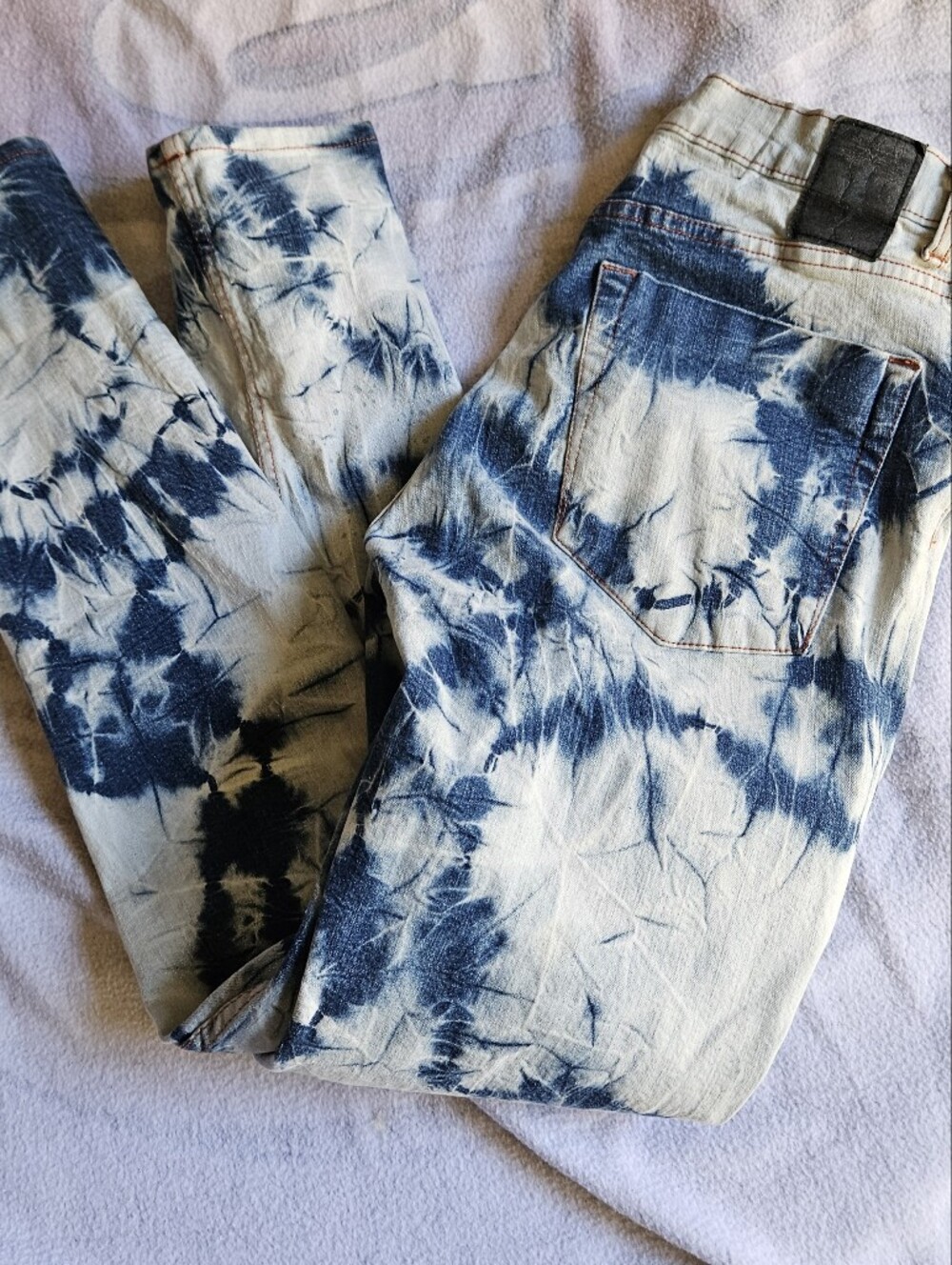 One Teaspoon Blue and White Tie-Dye Skinny Jeans